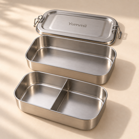 Bento box i rustfrit stål med to lag og 1500 ml kapacitet fra Yummii