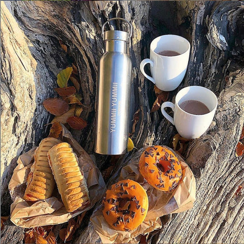 Thermos bottle with black bamboo lid - 600 ml