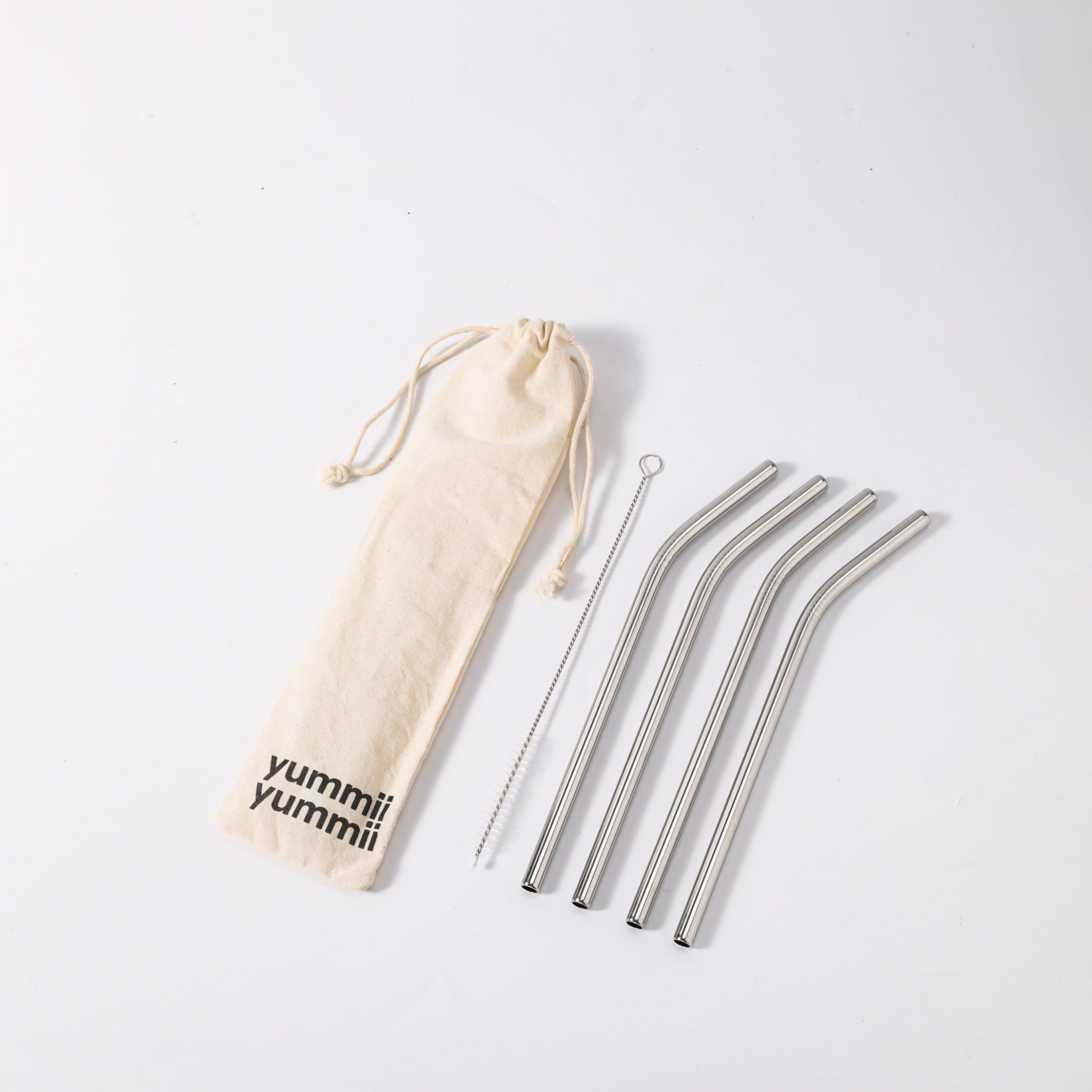 Steel straws 4-pack with kinks