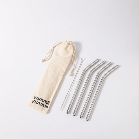 Steel straws 4-pack with kinks