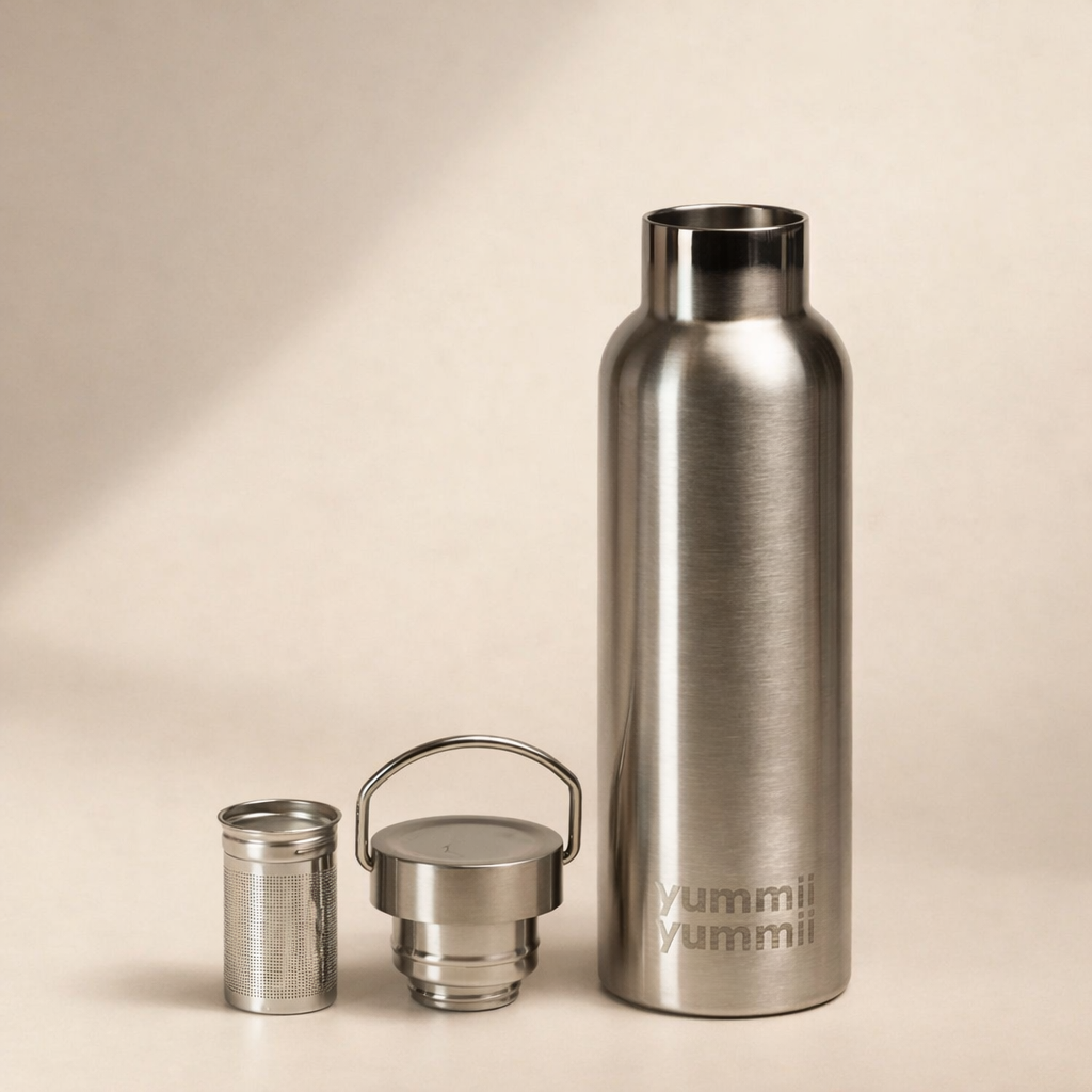 Termoflaske med svart bambuslokk – 600 ml