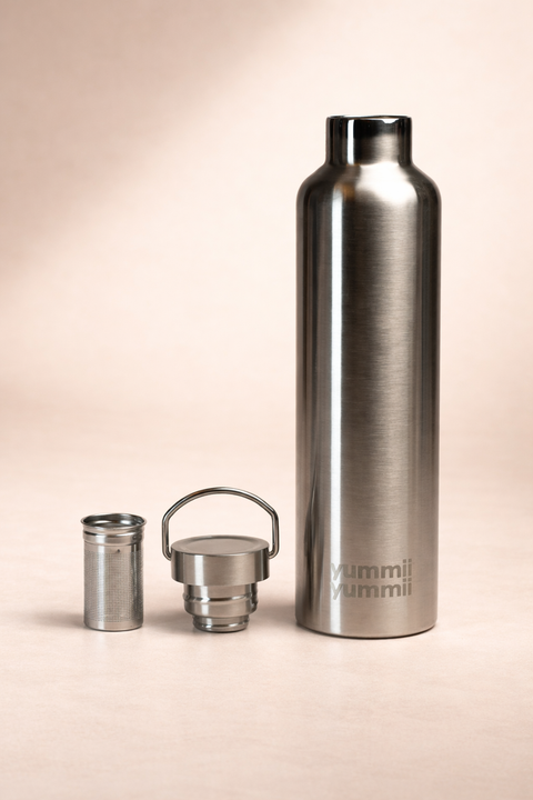 Thermosflasche mit schwarzem Bambusdeckel - 1000 ml