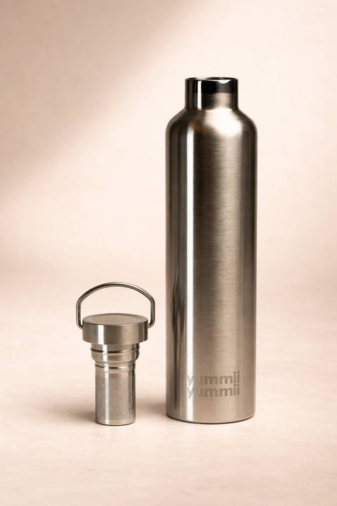 Thermosflasche mit schwarzem Bambusdeckel - 1000 ml