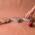 Bento Small 3 i rustfrit stål 18/8 (16,5x12x4 cm, 500 ml) ved de andre størrelser med æble fra Yummii Yummii