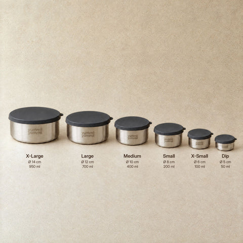 Bento Rounds Large i rustfrit stål 18/8 størrelsesforskel alle Rounds fra Ø14 til Ø5 cm fra Yummii Yummii