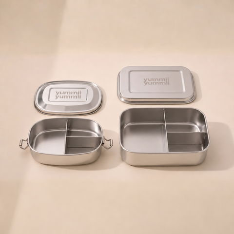 Bento-Starterset: 2 Edelstahldosen (3 + 3 Fächer)