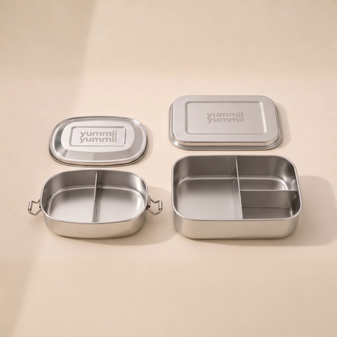Bento Startsæt med Bento Small 2 og Bento Medium+ 3 stål madkasse i rustfrit stål 18/8 - Yummii Yummii