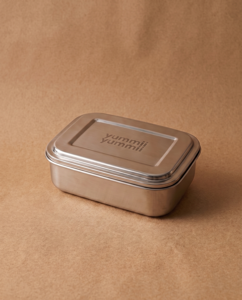Bento Medium+ 2 madkasse i rustfrit stål på kraftpapir - lukket - Yummii Yummii