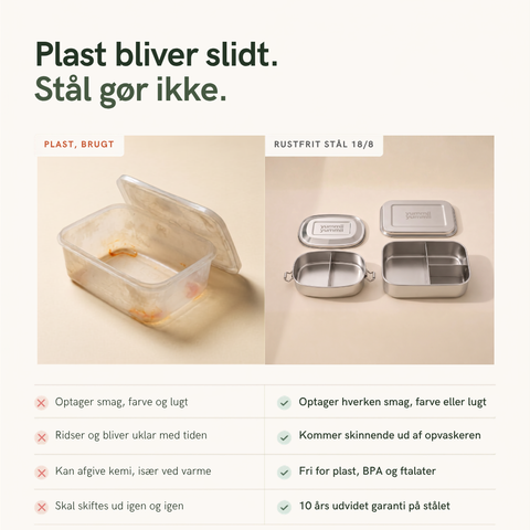 Bento Startsæt - 2 madkasser i rustfrit stål (2 + 3 rum)