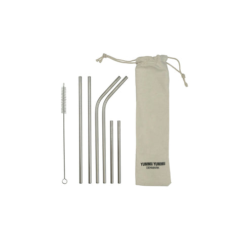Yummii Yummii Stålsugerør 6-pak Kombi Reusable Straws Stainless Steel 18/8