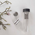 Yummii Yummii Thermo Bottle with Tea Infuser - Black Glass Bottles Borosilicate Glass